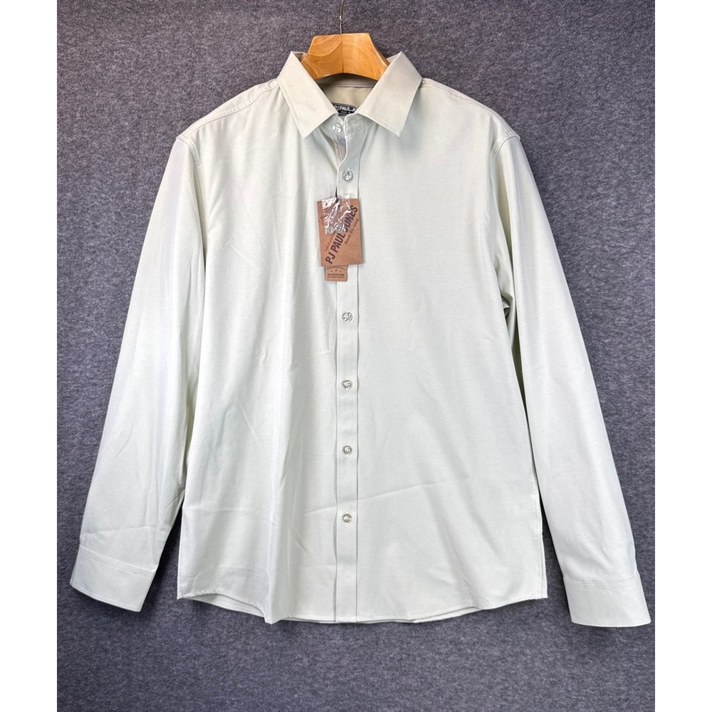 NWT PJ Paul Jones Button Down Shirt Mens L‎ Sage Green Stretch Long Sleeve Smart